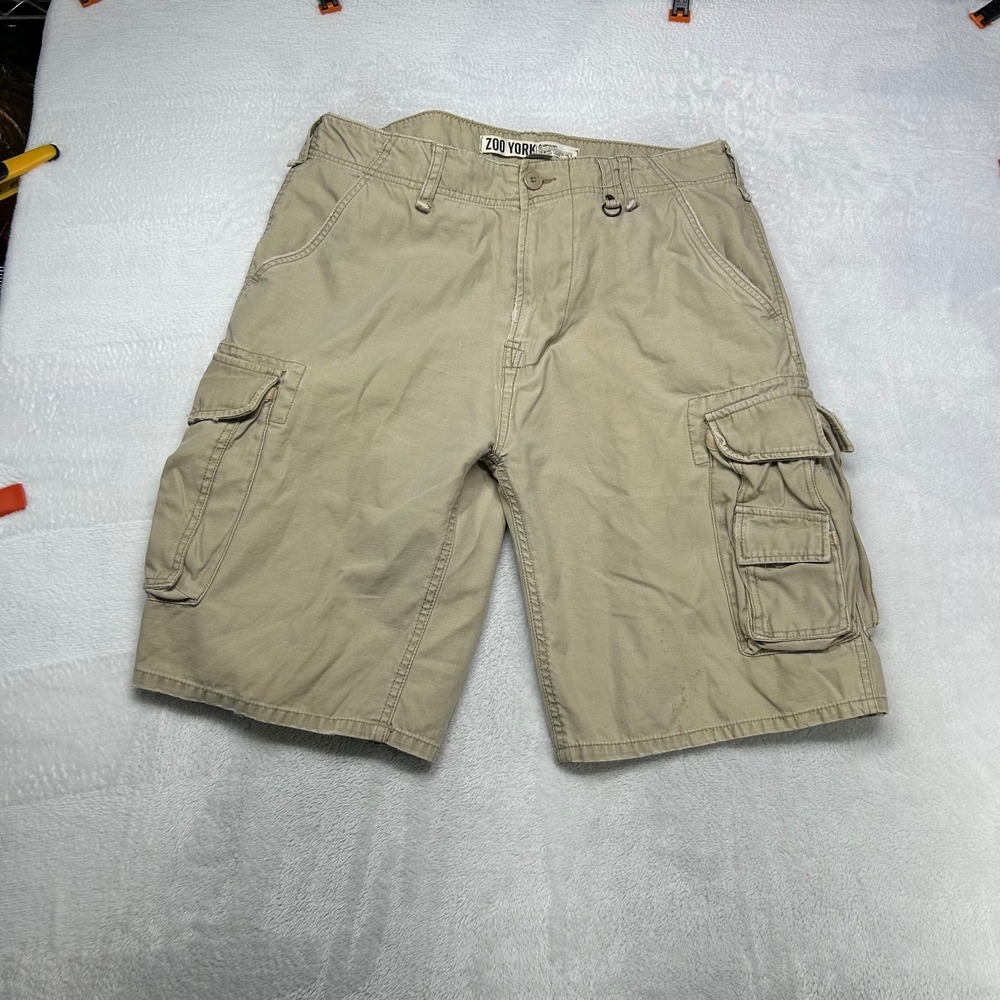 Zoo York Surplus Cargo Shorts Mens Beige Cotton High Rise Workwear Utility - W37